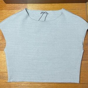 Zara stretch knit cropped t-shirt grey marl